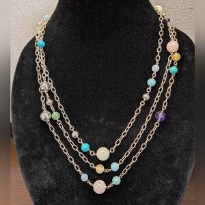 Italian Sterling Semi Precious 68" Necklace